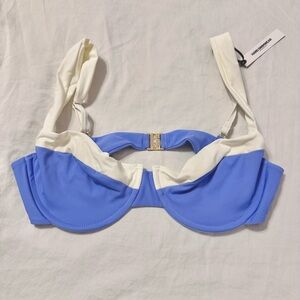 Blue and White Bikini Top